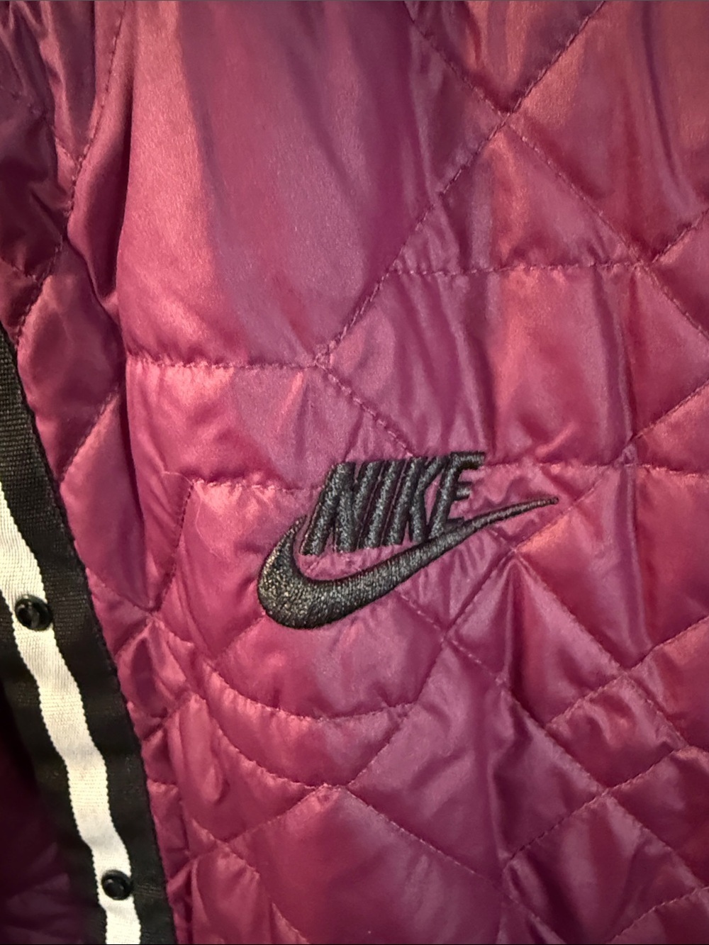 Nike Quilted Bomber Jacket - Burgundy - Picture 3 of 7